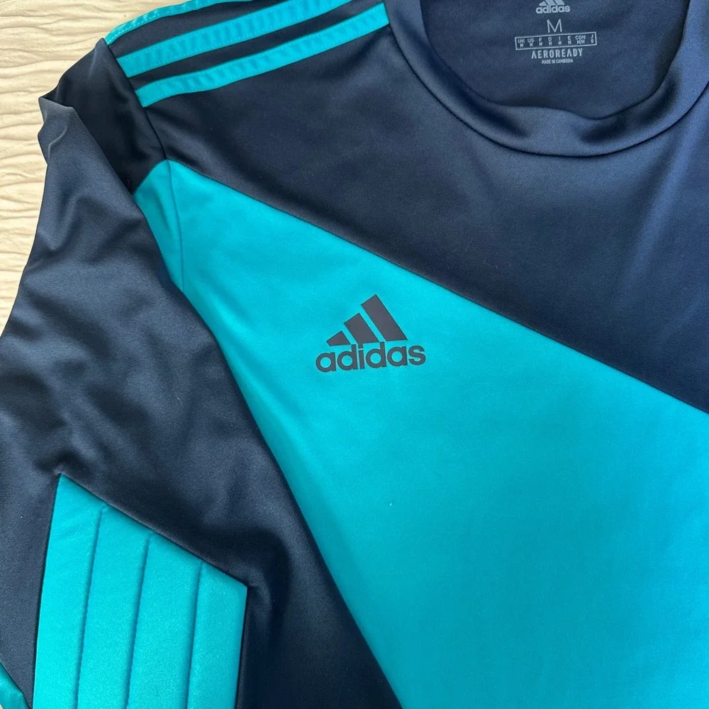 Adidas Padded Goalkeeper Jersey‎ Long Sleeve Aeroready Soccer Shirt Blue Medium